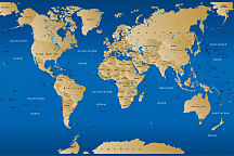 Obraz na stenu prstom po mape, mapa kontinent svetadiel svet
